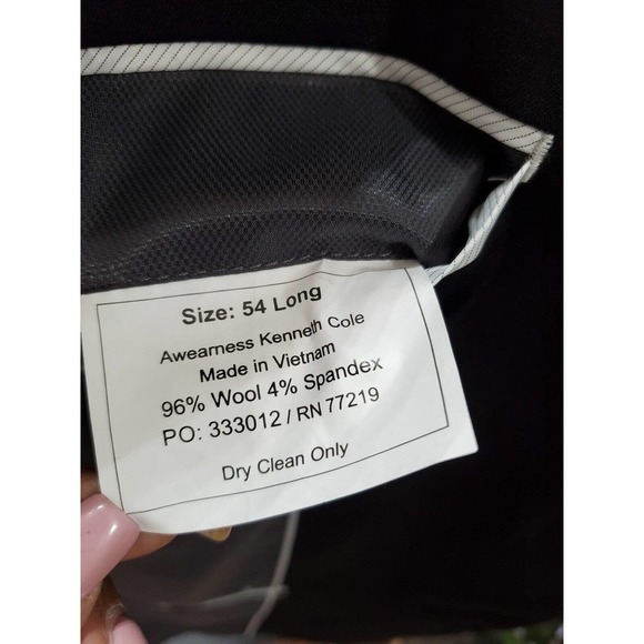 Awearness Kenneth Cole Solid Blue Wool Single Breasted Two Buttons Blazer 54L - Picture 11 of 12
